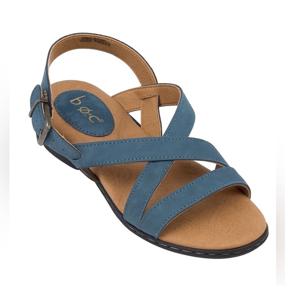 b.o.c Women’s Blue Cross-Cross Sandals Size 9M – Buckle Strap Comfort - Picture 2 of 5